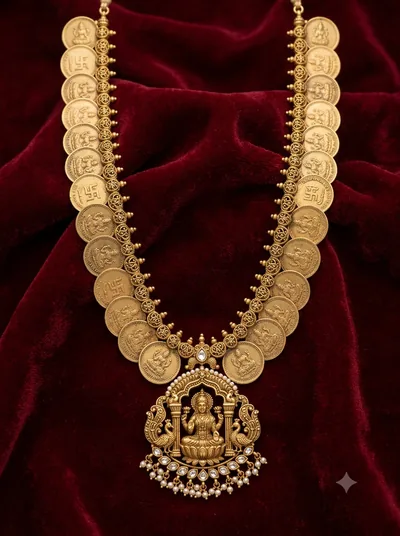 Antique Gold Coin Necklace available through Bala Ji Jewellers